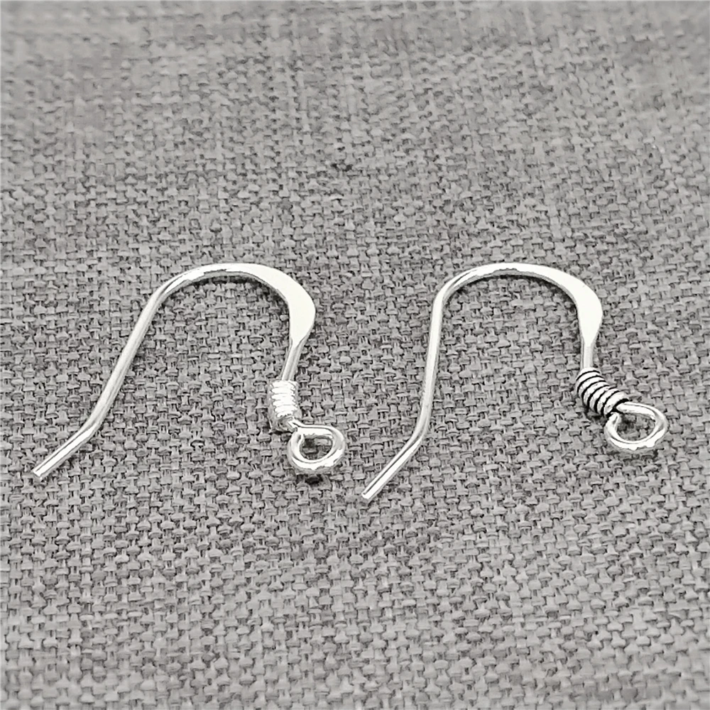 10prs Sterling Silver Earring Wires 925 Silver Ear Hooks Jewelry Findings 14mm x 13mm