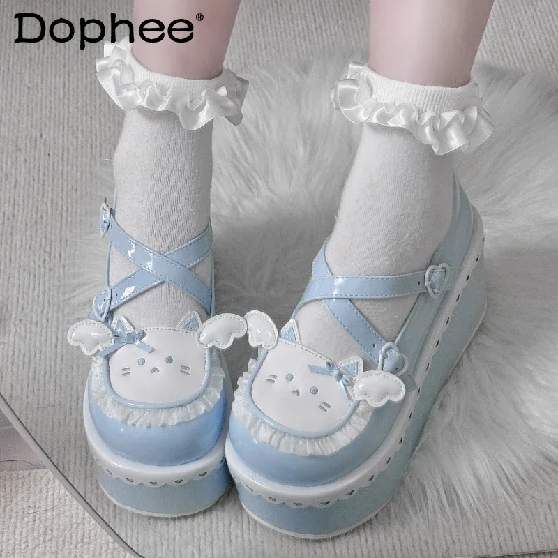 

Original Lolita Platform Muffin Shoes Japanese Style Women's Round Head Cute Sweet Water Color Pump Shoes Student High Heels