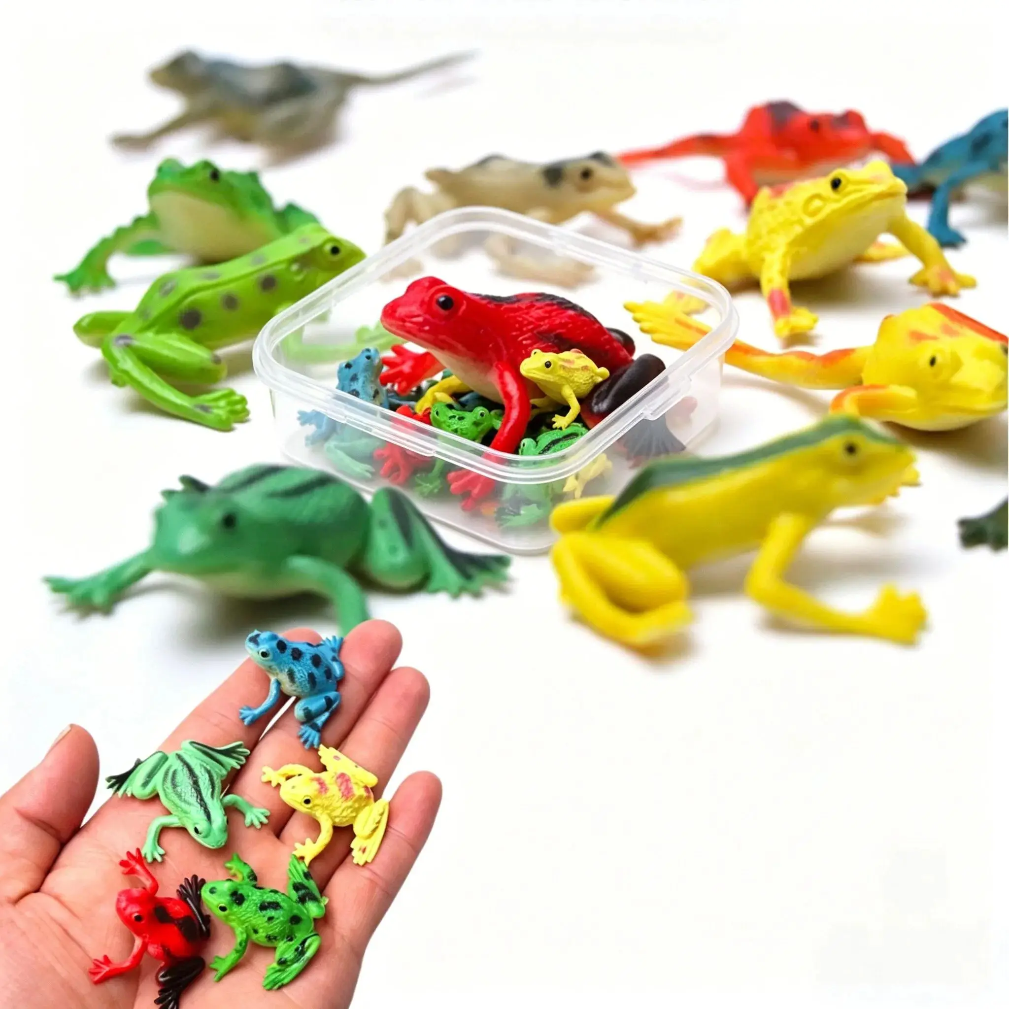 Realistische Simulations-Frosch PVC-Figurenset Amphibien-Tiermodell Lehrreiches Scherzartikel-Spielzeug für Kinder Aquarium Garten Party Deko Geschenk