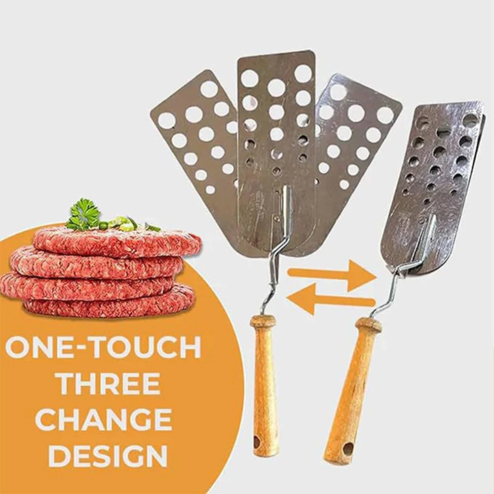 

Meat Patty Barbecue Tool,Hot Meat Patty Spatula Stainless Steel Metal Spatula Burger Griddle,for Home Outdoor Camping Picnic