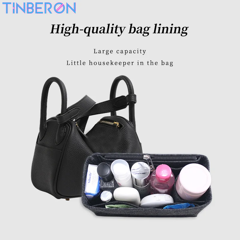 

TINBERON Women's Makeup Organizer Large Capacity Felt Cloth Bag Liner Travel Cosmetic Bags Storage Toiletry Bags Liner Organizer