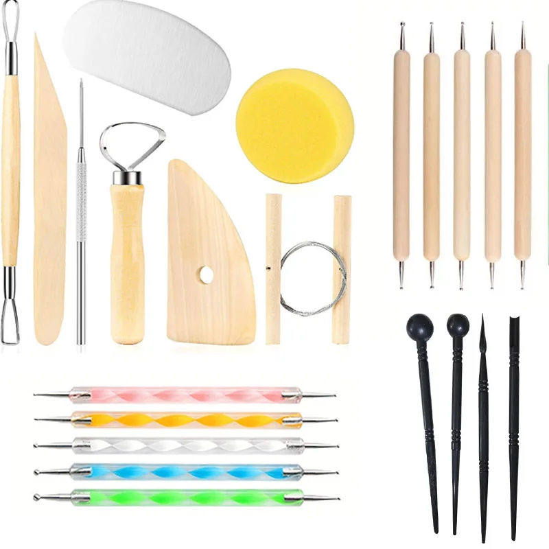 Polymer Clay Sculpting Tools Set Ceramic Modeling Wood Knife Cold Clay Carving Tools Cleaning Molding dotting Tool Student Gifts