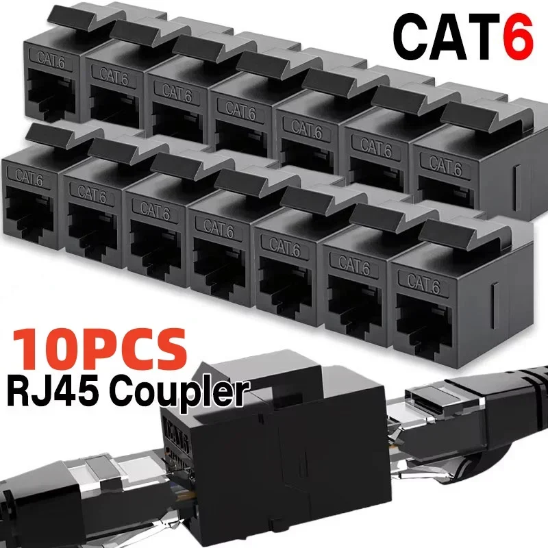 1-10pcs RJ45 Connector Cat 6 Ethernet Network Cable Extender Keystone Adapter RJ45 Female To Female Insert CAT6 Keystone Coupler