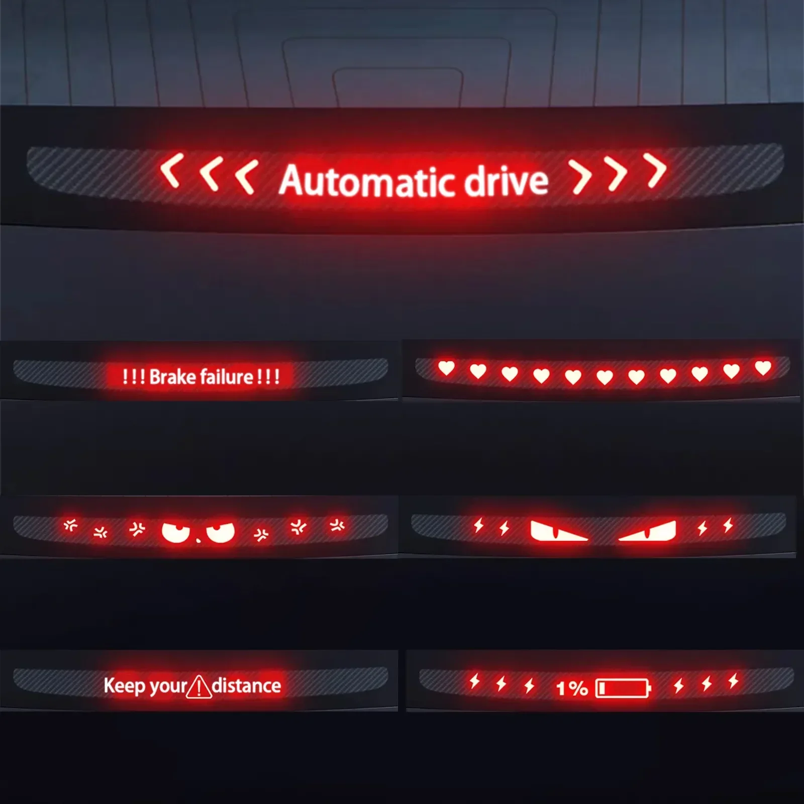 Glow-in-the-dark Stickers Halloween Accepts Custom Stickers Tesla Model 3 Y High Brake Acrylic Projection Panel Top Taillight
