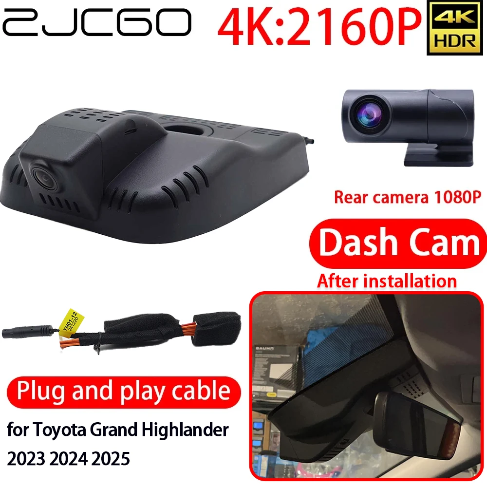 

ZJCGO 4K Car DVR Dash Cam Wifi Front Video Recorder Rear Sony Lens Camera 24h Monitor for Toyota Grand Highlander 2023 2024 2025
