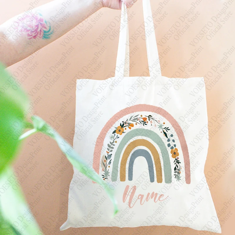 Bolsa de mano de arcoíris con nombre personalizado, regalo para el día de la madre, regalo para el profesor, 1 unidad