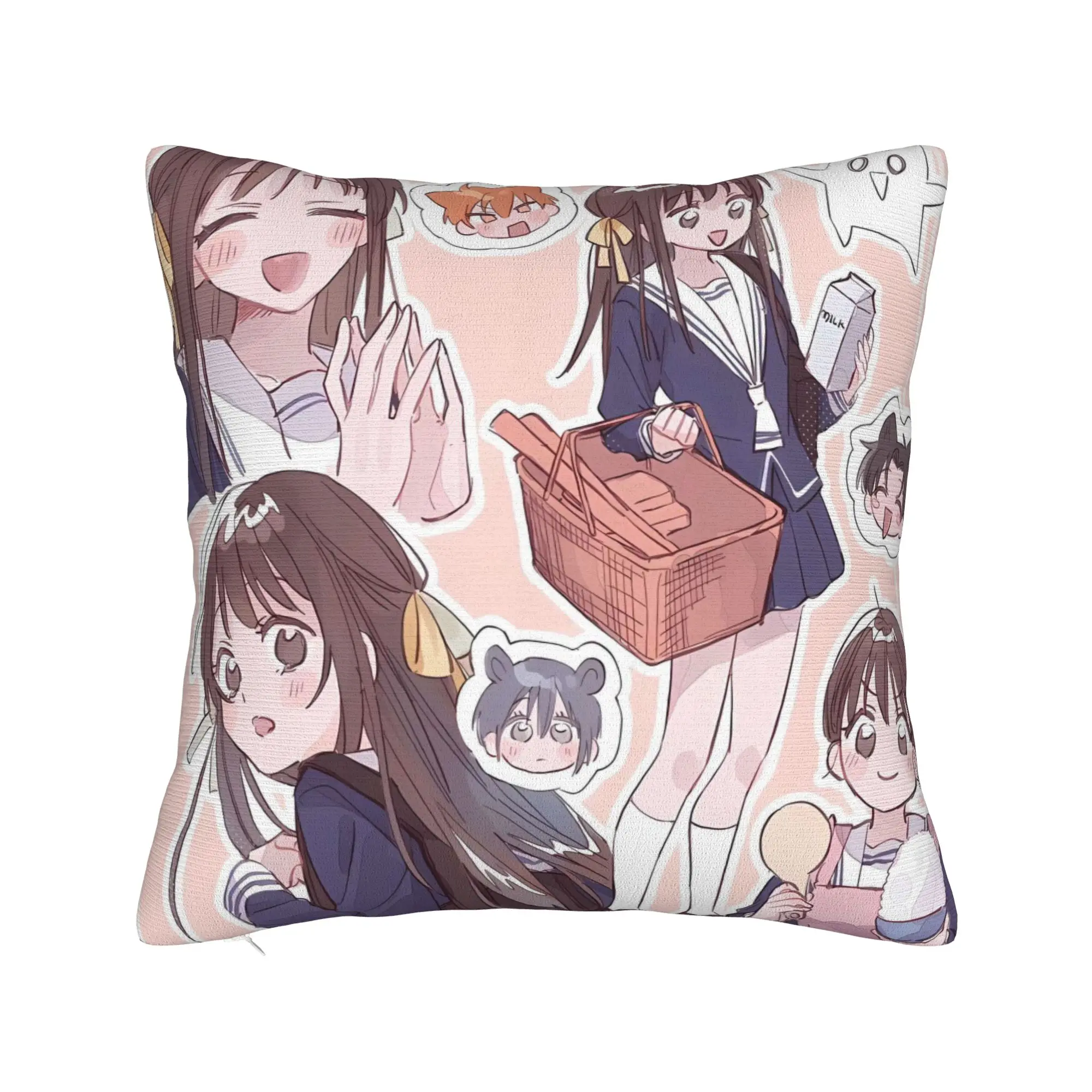 Pillow Case F-Fruits B-Baskets Tohru Honda Soft  Pillow Cover For Sofa Couch Bed Living Room Retro Trendy Pillowcases