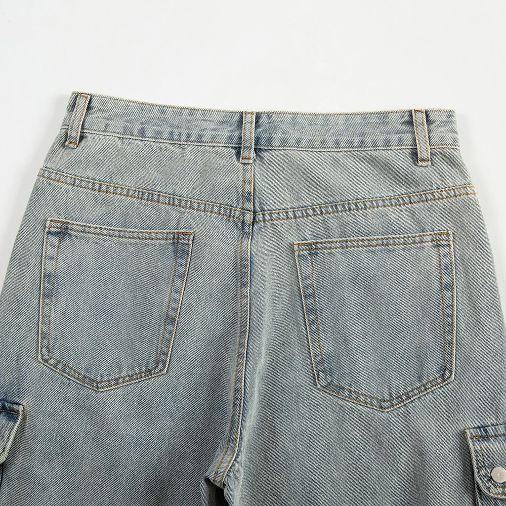 الشارع الشهير المتعثرة التصحيح جيوب البضائع الدنيم الجينز ملابس للرجال الهيب هوب الشارع نمط عادية الدينيم مضيئة روك إحياء الجينز #4