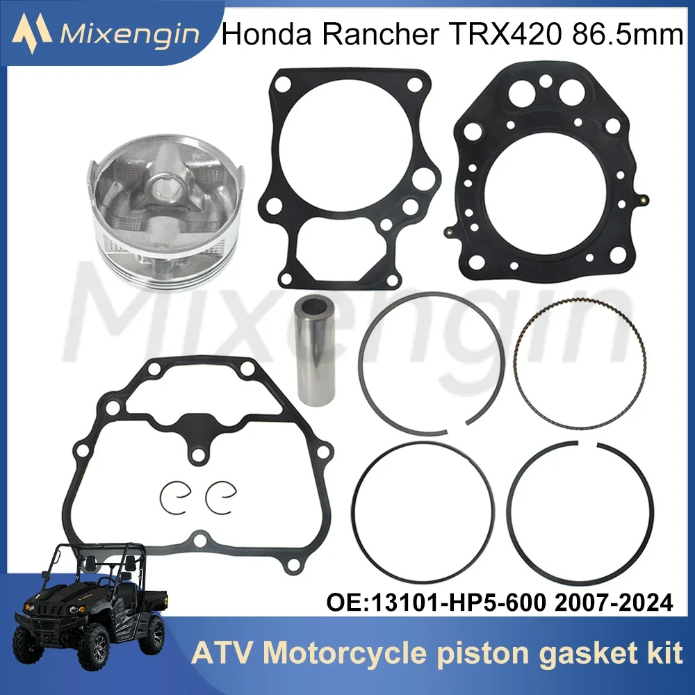 ATV Motorcycle Engine Parts piston gasket Rebuild Overhaul kit for Honda Rancher 420 TRX420TE TRX420FM 13101-HP5-600 2007-2024