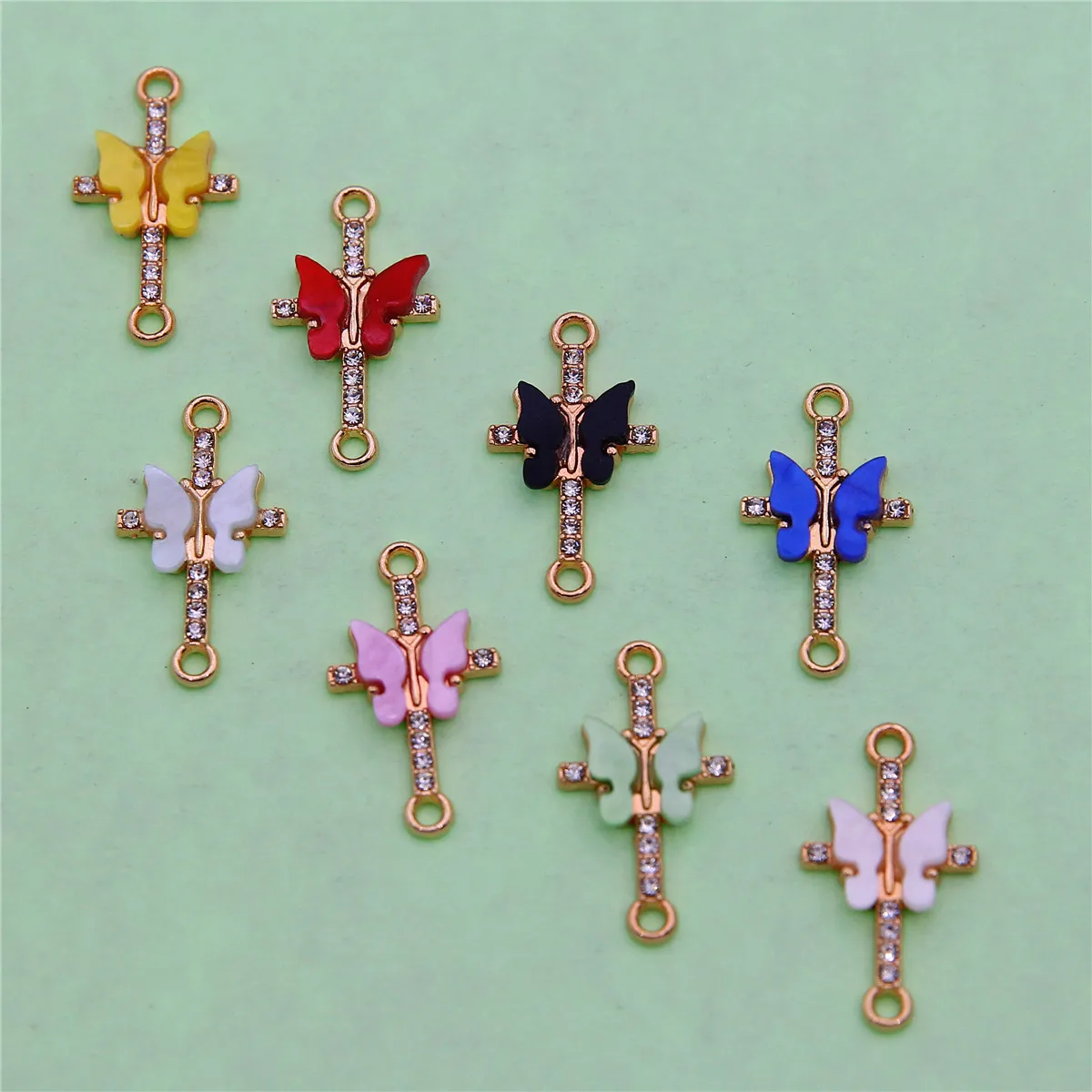 10pcs26*14mm Acrylic Butterfly Decoration Cross Point Diamond Connector Diy Trend Bracelet Necklace Accessories Material