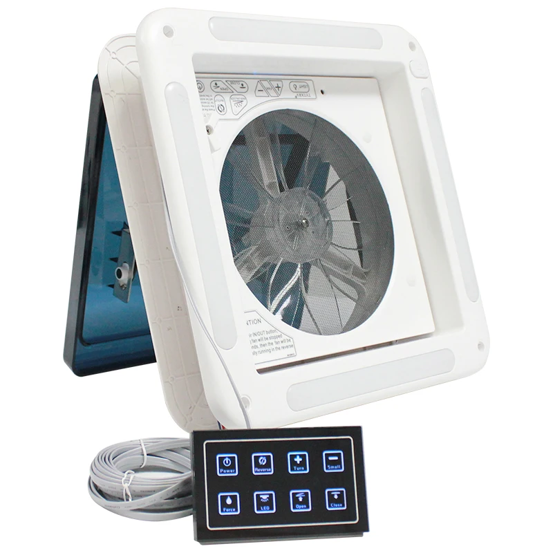 12V 11-inch 280mm RV Roof Vents 6-Speed Adjustable RV Electric Sunroof Exhaust Fan with Control Panel and Remote Control