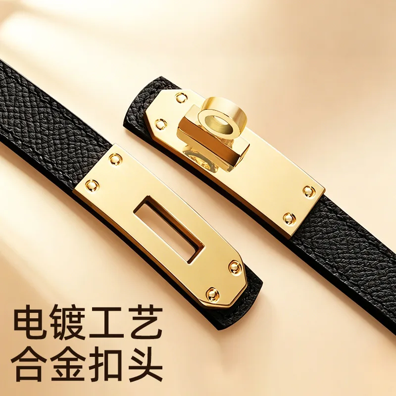 Ladies' genuine leather belt, women's lazy stretch waist, new belt design, women's buckle