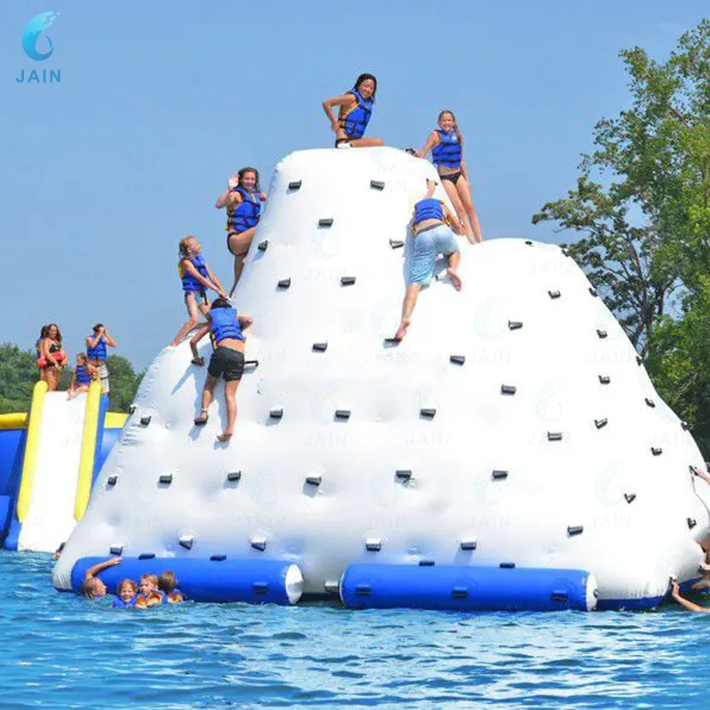 Giant Inflatable Water Rock Climbing lceberg Floating Rock Wall for Lake Pool, Fun Water Park Equipment, Outdoor Toy for Family