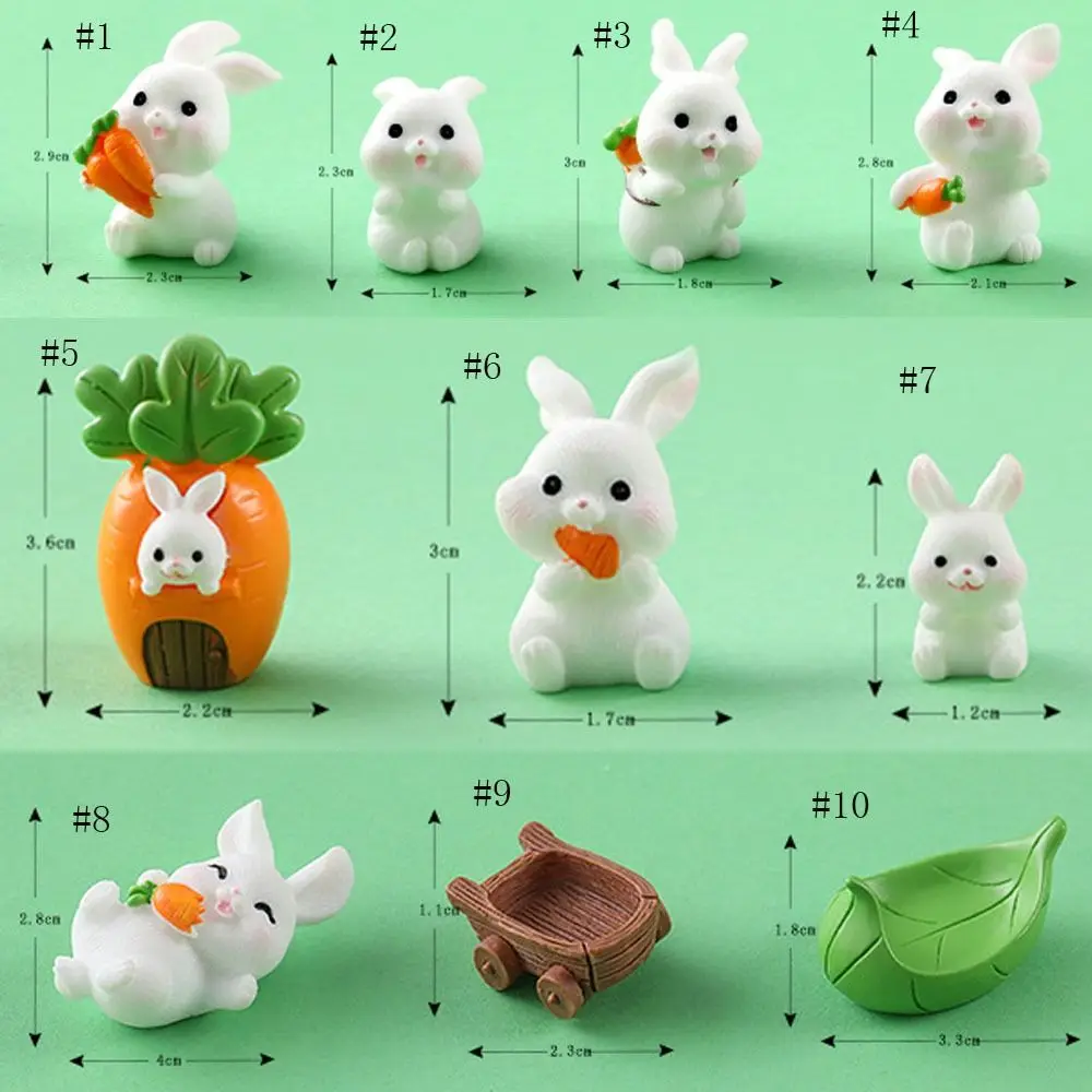 Cartoon Carrot Rabbit Figurines Resin Handmade Bunny Micro Landscape Ornaments Realistic Mini Mini Carrot Decoration Garden