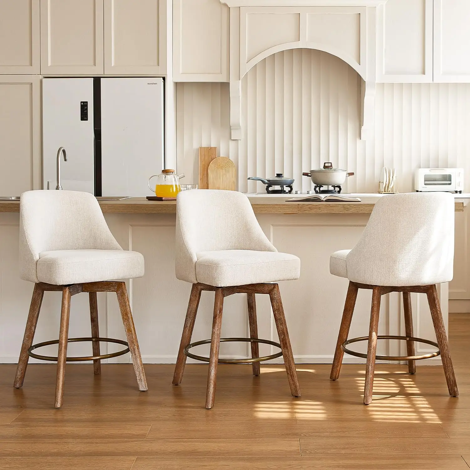 Modern Swivel Bar Stool Set of Three