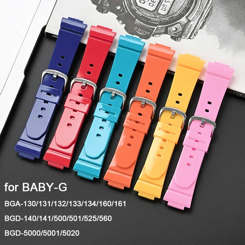 Armband für Casio BABY-G BGA-130/131/160 BGD-140/560 BGD-5000/5020 Ersatz-Uhrenarmband Damen TPU-Harz-Armband Armband 14 mm
