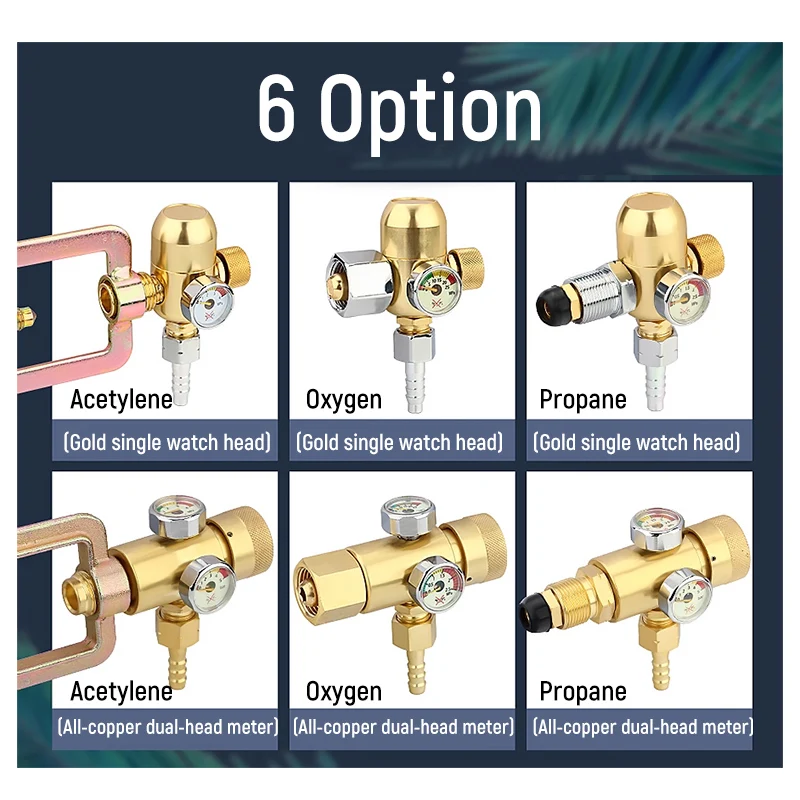 아세틸렌/프로판 용접 가스 미터용 조절 가능한 황동 산소 압력 조절 밸브 게이지 황동 용접 가스 조절기