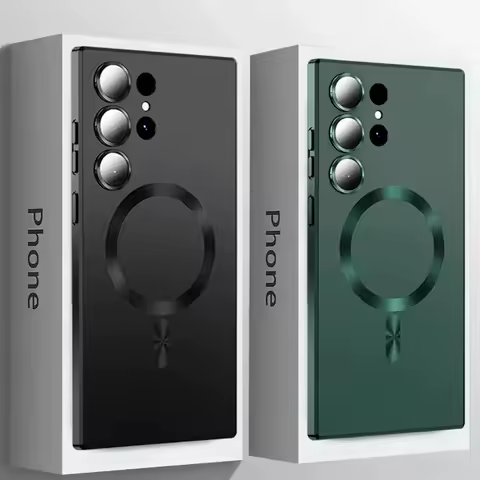 For Magsafe Matte Case For Samsung Galaxy S25 S24 Ultra S23 S21 S20 FE S22 Plus Note 20 Ultra Magnetic Wireless Charging Cover