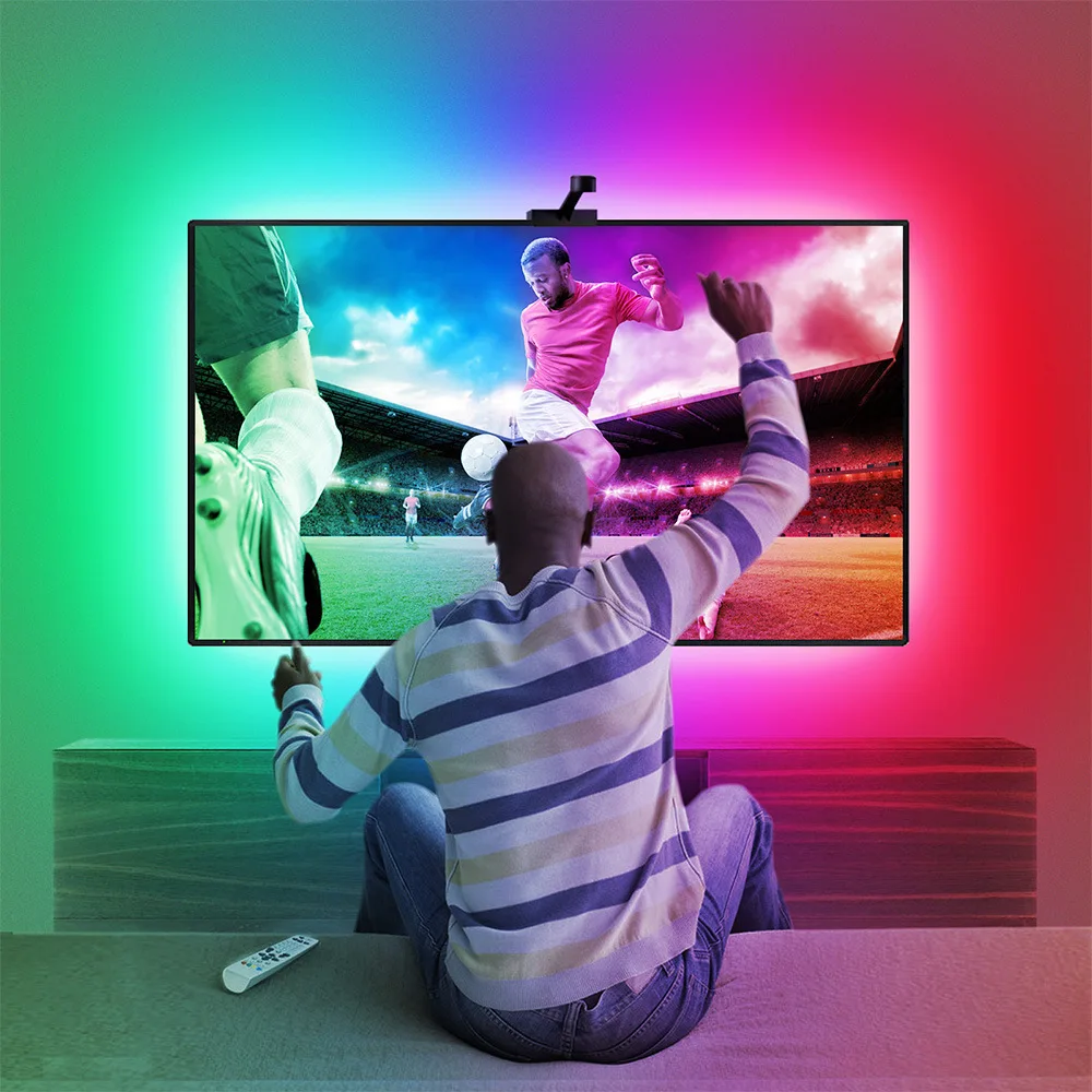 Led TV Backlights Picture Music Sync Strip Lamp Full Immersion Working with Camera  Apps for 55-65 Inches TV or Computer Monitor
