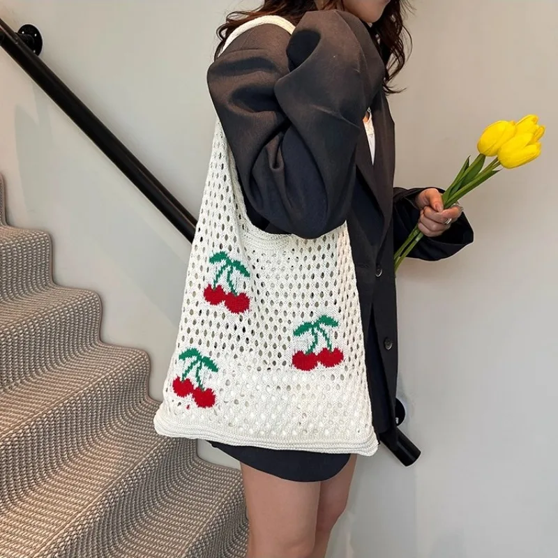 

Fruit Knitted Shoulder Bag Commuter Tote Sac Femme Large Capacity Bags for Woman Holiday Bolso Teenage Girls Bolsos De Mujer