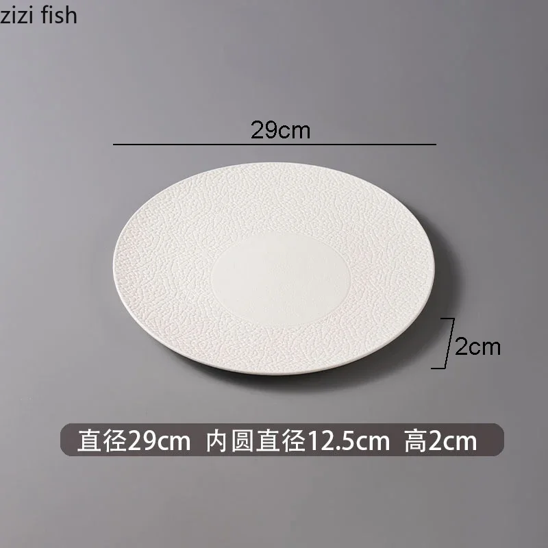 Pure White Circular Ceramic Dinner Plate Restaurant Dessert Dish Sushi Plate Molecular Cuisine Display Plate Specialty Tableware