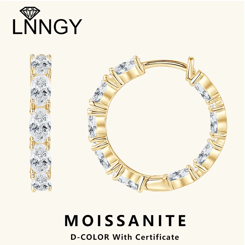 

Сертифицированные Lnngy двусторонние серьги с муассанитом овальной огранки 3x5 мм Brinco Prata, серьги-кольца из стерлингового серебра 925 пробы для женщин, ювелирные изделия