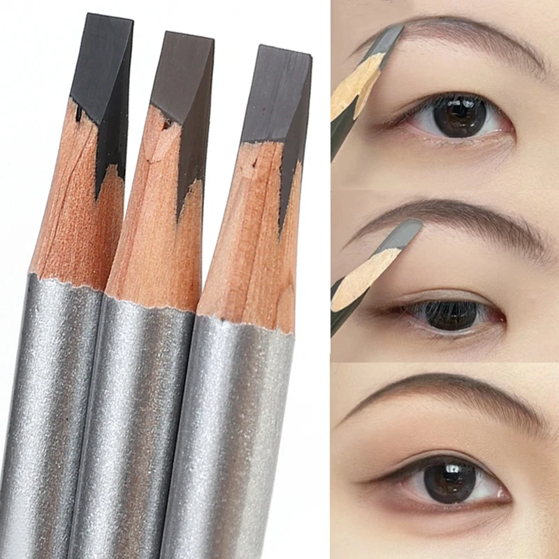 Black Brown Eyebrow Pencil Waterproof Sweatproof Long Lasting Easy To Wear Natural Wood Eyebrow Enhancer Outline Eyeliner Makeup