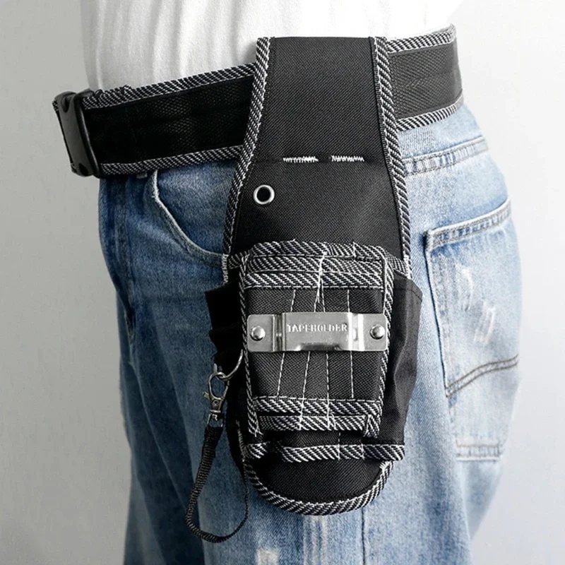 W3JE Heavy Duty Nylon Cloth Waist Tool Belt For Construction Workers Features Convenient Drill Spacious Pockets
