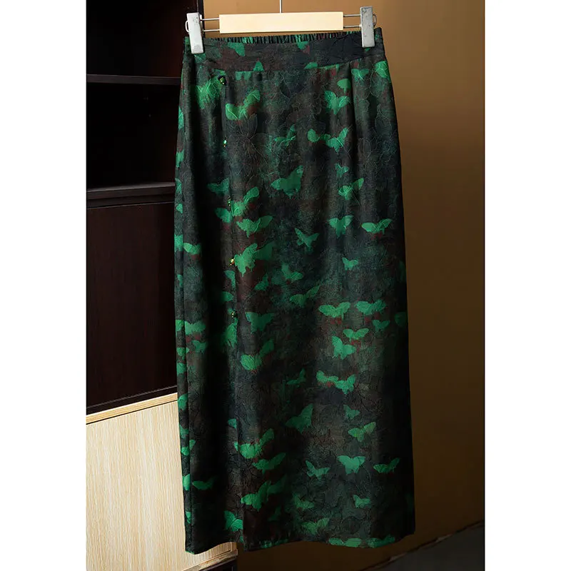 

Women's High Quality Silk Jacquard Skirt, New Chinese Style A- Line Skirt Silk, Roffi, Fragrant Cloud Yarn