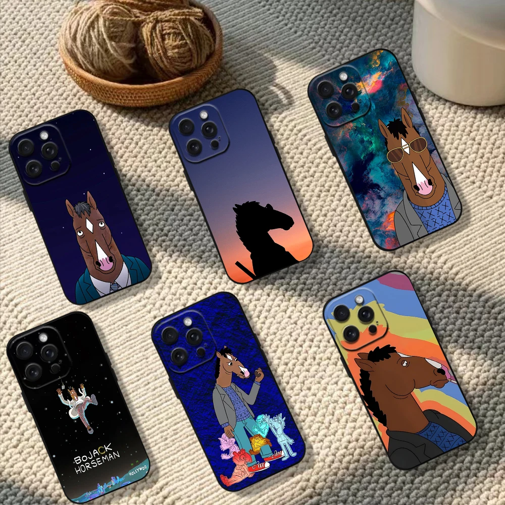 Cartoon B-BoJack Horsemans Phone Case For Samsung S23 S22 ULTRA A22 A71 Black Soft Silicone Cover