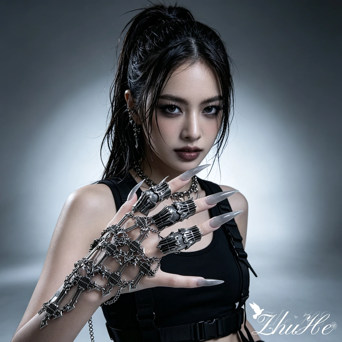 New Armor Joint Skeleton Mechanical Ring Dark Gothic Punk Unisex Designer Statement Jewelry