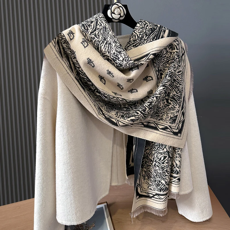 2024 New Winter Warm Cashmere Wraps Women Scarf Luxury Design Pashmina Thick Shawl Blanket Bufanda Foulard Travel Poncho Stoles