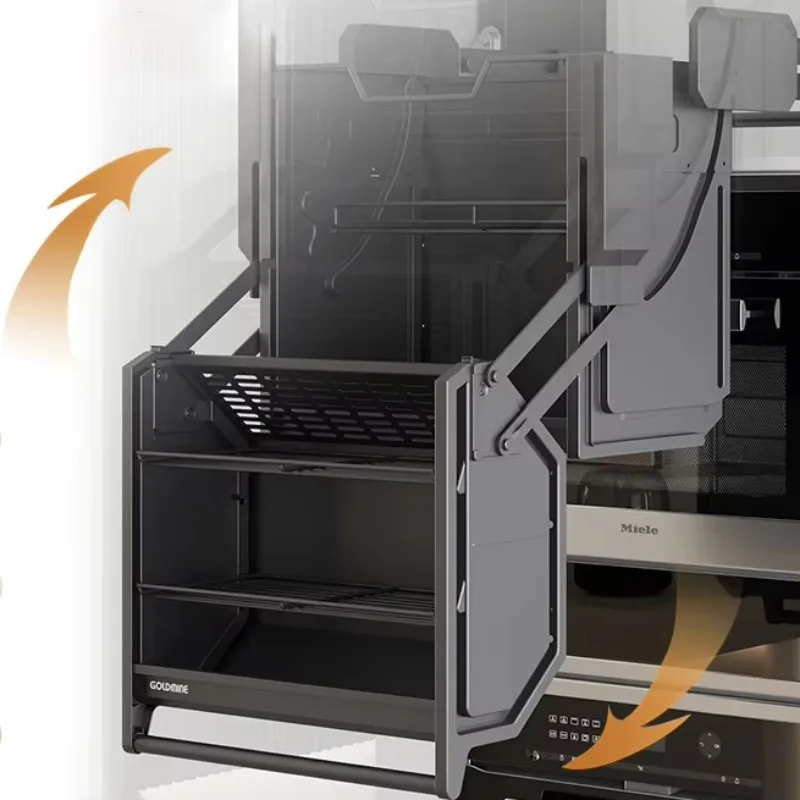 Modern Kitchen Cabinet Lift System Drop-down Basket Cabinet Drop-down Glass Storage Basket Lift Storage Organizer Elevator