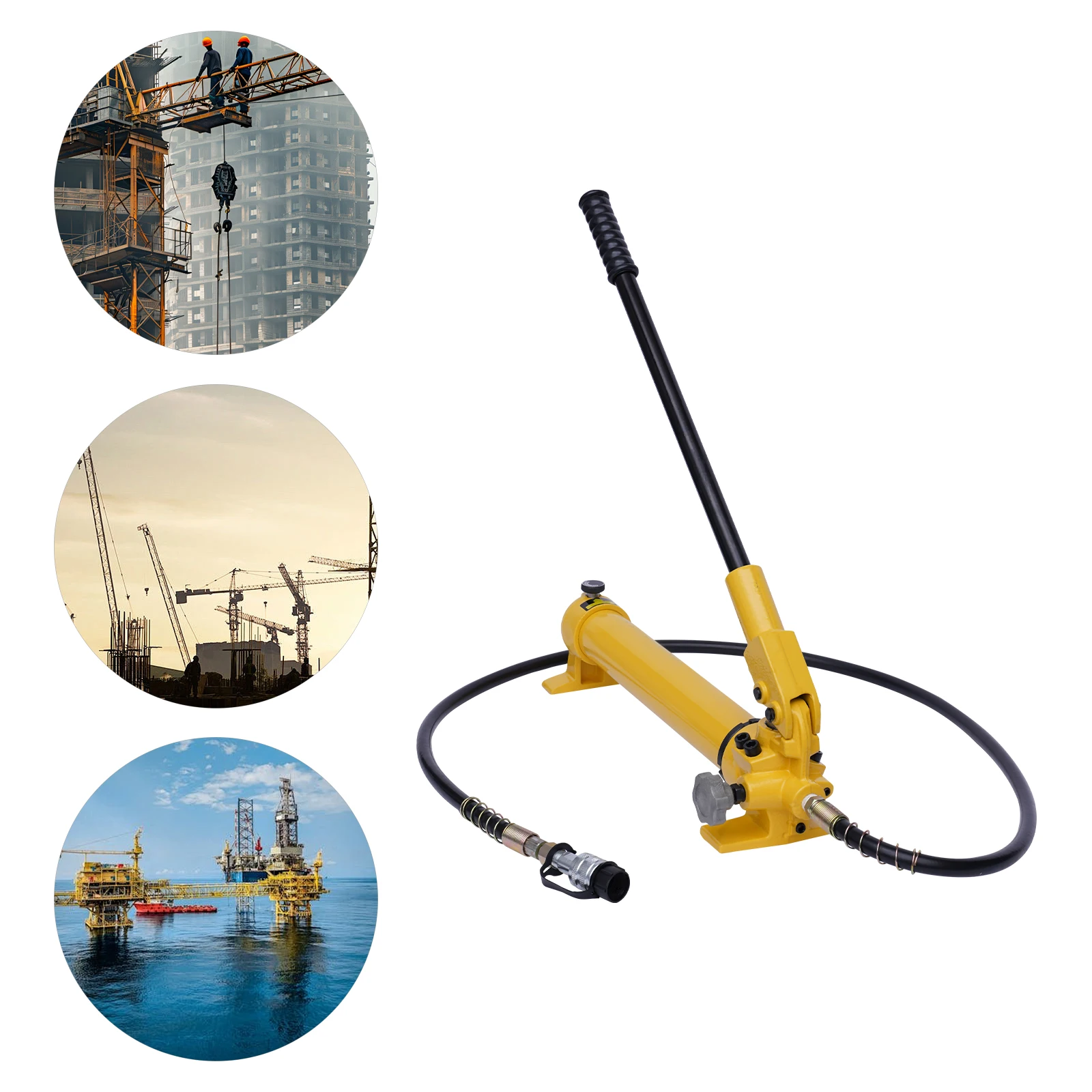 Manual Hydraulic Pump Yellow Cast Iron 0-70MPa 700cc Hydraulic Hand Pump Tool ZG3/8 Female Quick Connector