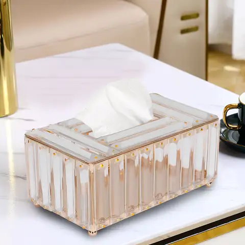 Tissues Box High Borosilicate Glass European Style Tissue Holder Multi Purpose Cosmetic Storage Box for Living Room Bedroom