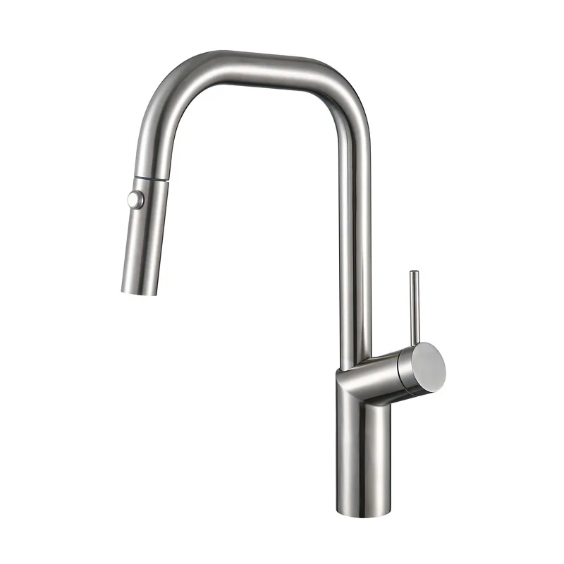 Nickel Kitchen Faucet 304 Stainless Steel Pull-out Kitchen Sink Faucet Stream Sprayer Head 360 Rotation Hot And Cold Mixer Tap