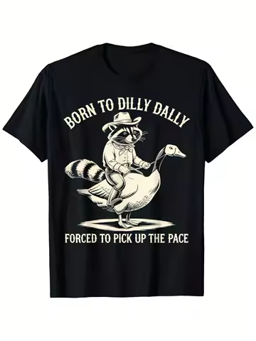 Funny Raccoon Meme T-Shirt - Black Men's Soft Breathable Graphic Tee