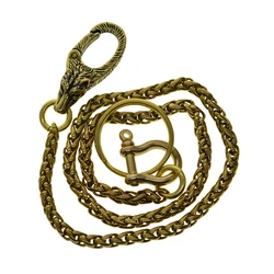 solid bronze Brass wheat chain wallet jean trousers chain D shackle connector wild wolf snap spring quick release clasp keychain