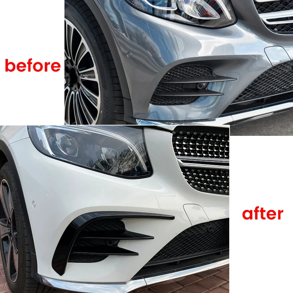 Front Bumper Spoiler Splitter Cover Grille Trim for - GLC-Class X253 2016-2019 GLC260 GLC43 Carbon Fiber