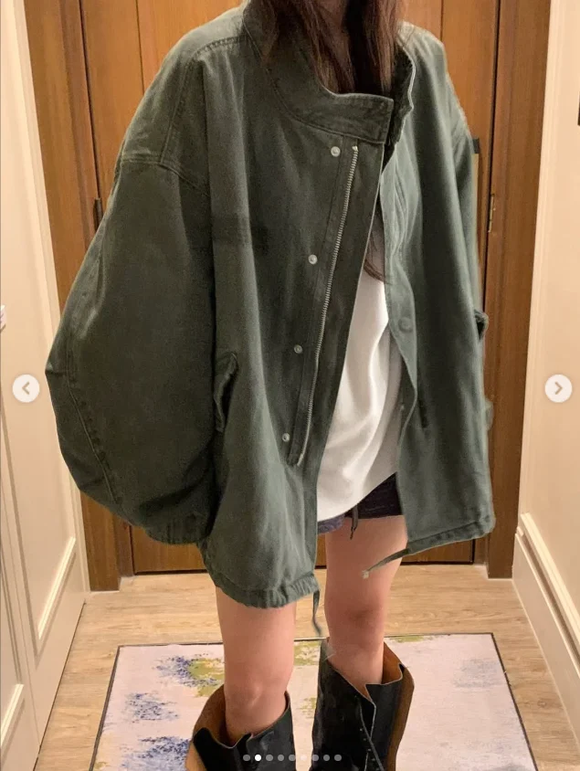 Korean Style Lazy Fashion Women's Coat Autumn Winter New Arrival Wide Version Drawstring Casual Elegant Windbreaker Coat