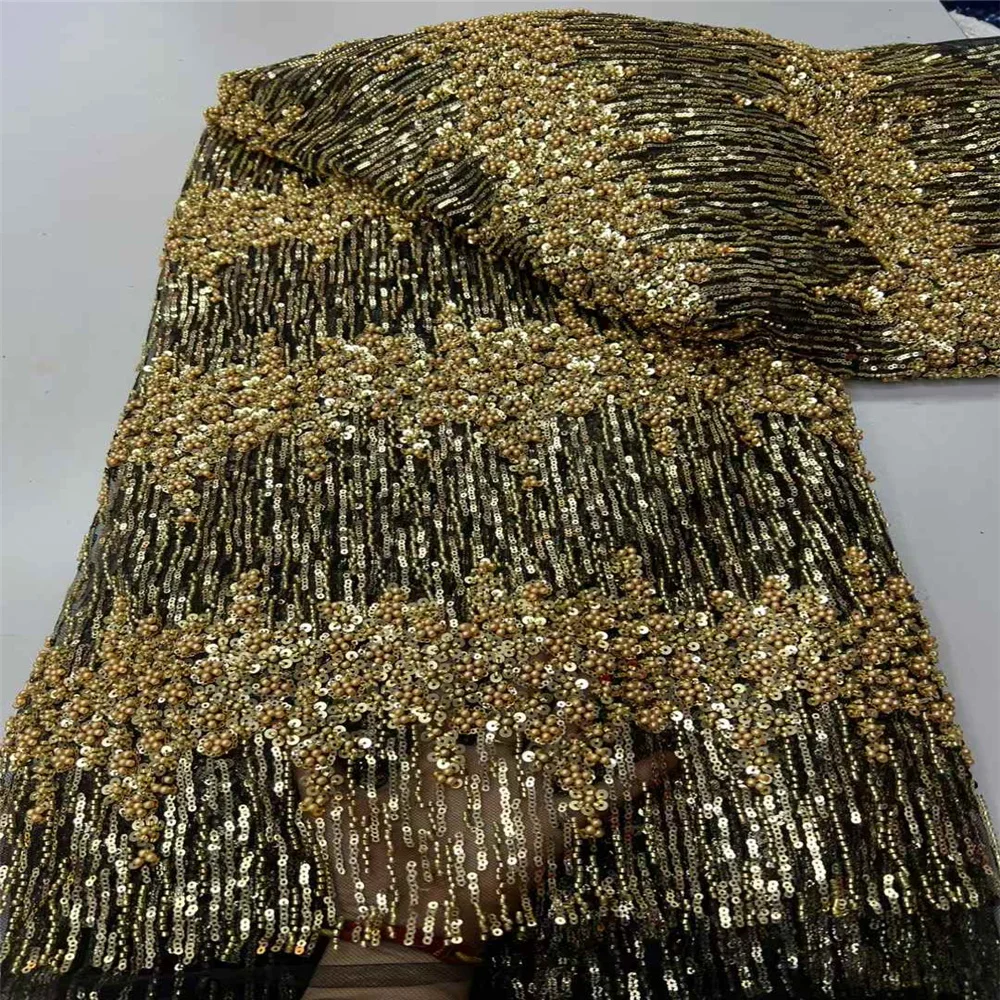 الأفريقي مطرز العريس أقمشة الدانتيل عالية الجودة الفرنسية شبكة نسيج الدانتيل الترتر النيجيري أقمشة الدانتيل فستان الزفاف خياطة ZX-103351