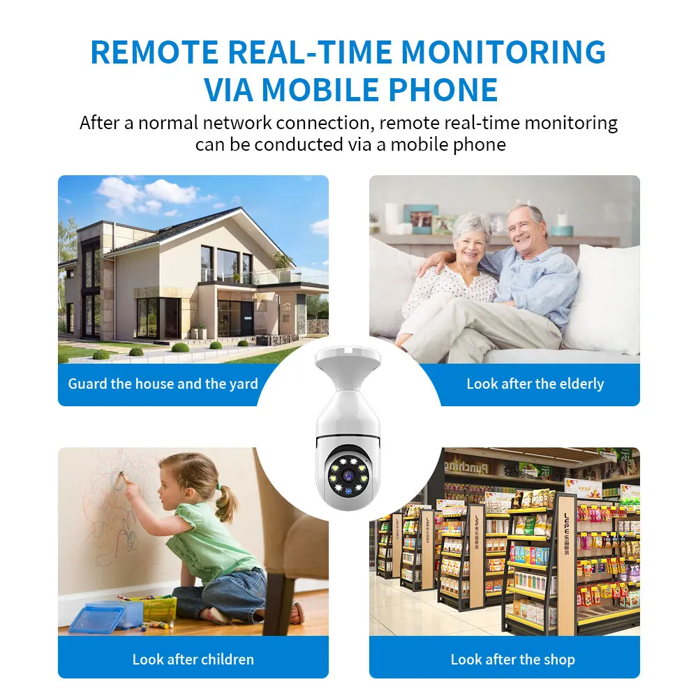 واي فاي كاميرا IP لمبة كام 1080P مراقبة الطفل اللاسلكية AI تتبع الأمن مراقبة الفيديو كاميرا الحيوانات الأليفة داخلي