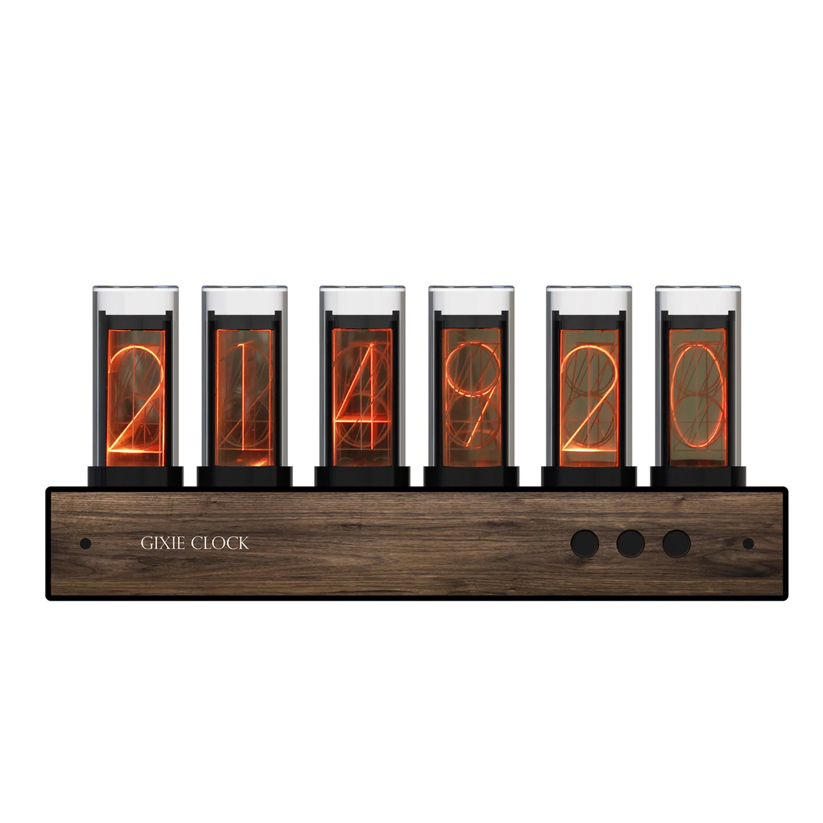 Black/Sliver/Red RGB Glow Tube Clock LED Digital Nixie Clock Electronic Retro Desk Clock with 6 Bit 5V USB Powered