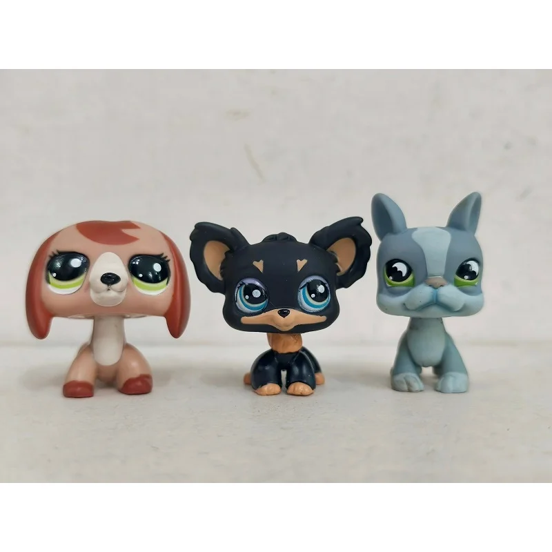 3pcs/lot LPS Figure Orange Black Blue Dog Littlest Pet Shop Kid Toy #5028