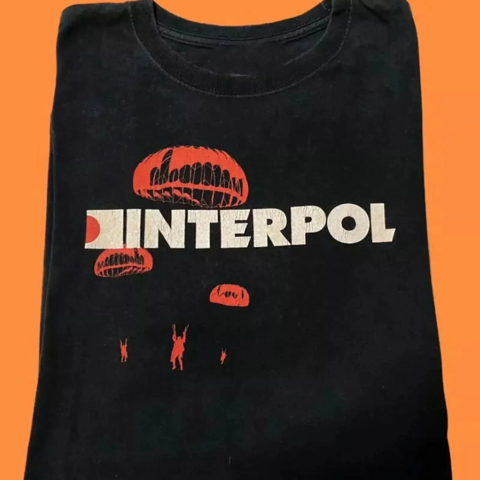 Футболка Interpol Band, черная, все размеры, AR420, винтажная, с эффектом потертости, модная, мягкая, удобная, стильная, повседневная, мужская.