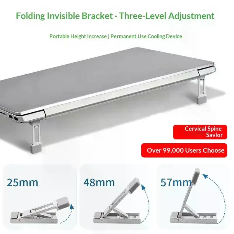 2Pcs Adjustable Tilt & Portable Mini Laptop Feet Foldable Keyboard Riser Stand For Desk Ergonomic Computer Keyboard Lift