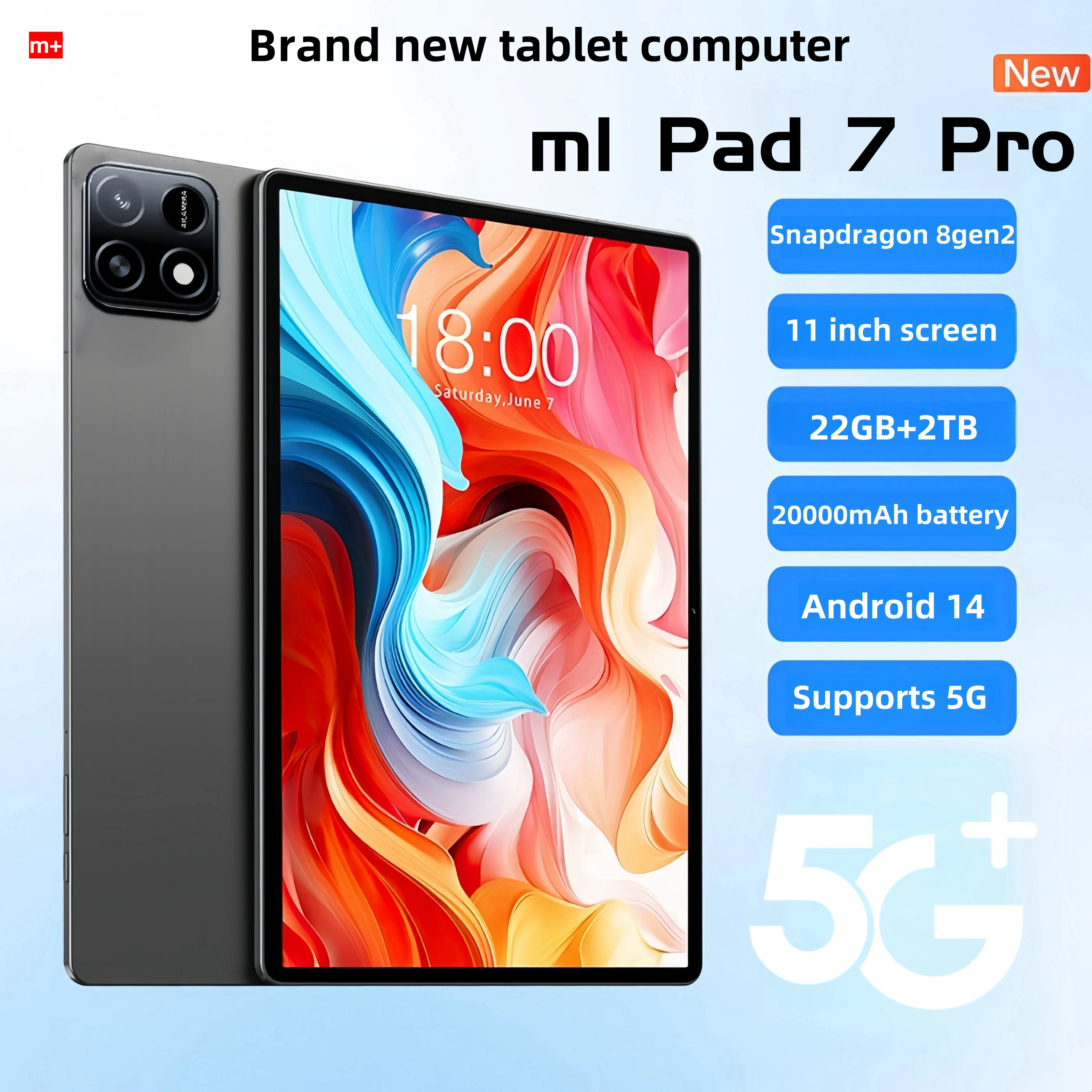 2025 NEUE Original Pad 7 Pro 11 zoll Tablet Android 14 22GB + 2TB 20000mAh 5G Dual SIM Bluetooth WiFi HD 4K Bildschirm Tablet PC Wifi7
