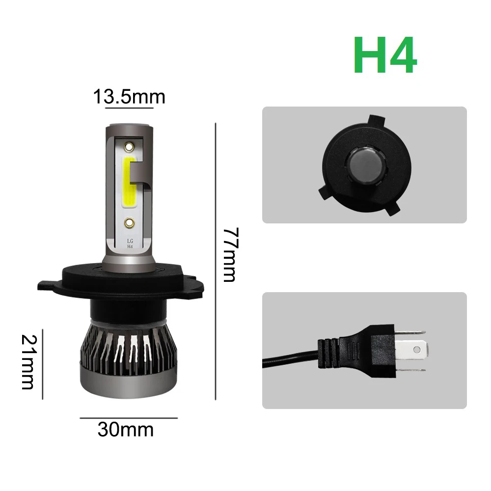 2Pcs LED H4 H7 Car Headlight H1 LED Bulb H8 H11 9005 HB3 9006 HB4 9004 HB1 H3 HB5 H13 Led Lights 20000LM Turbo lampada 12V