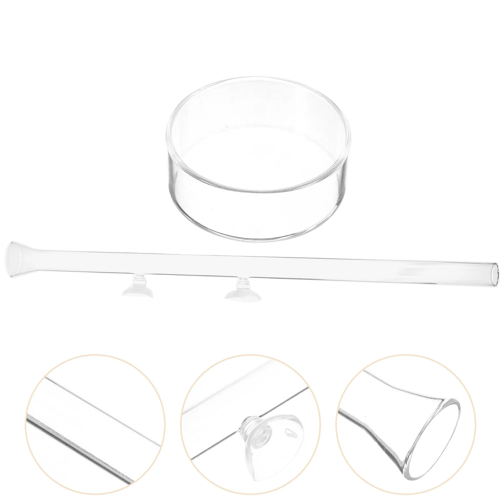 

1Set Clear Aquarium Feeder Shrimp Dish Adjustable Fish Feeding Tube Easy Install Detach Glass Material Spot-Feeding Anti-Drift