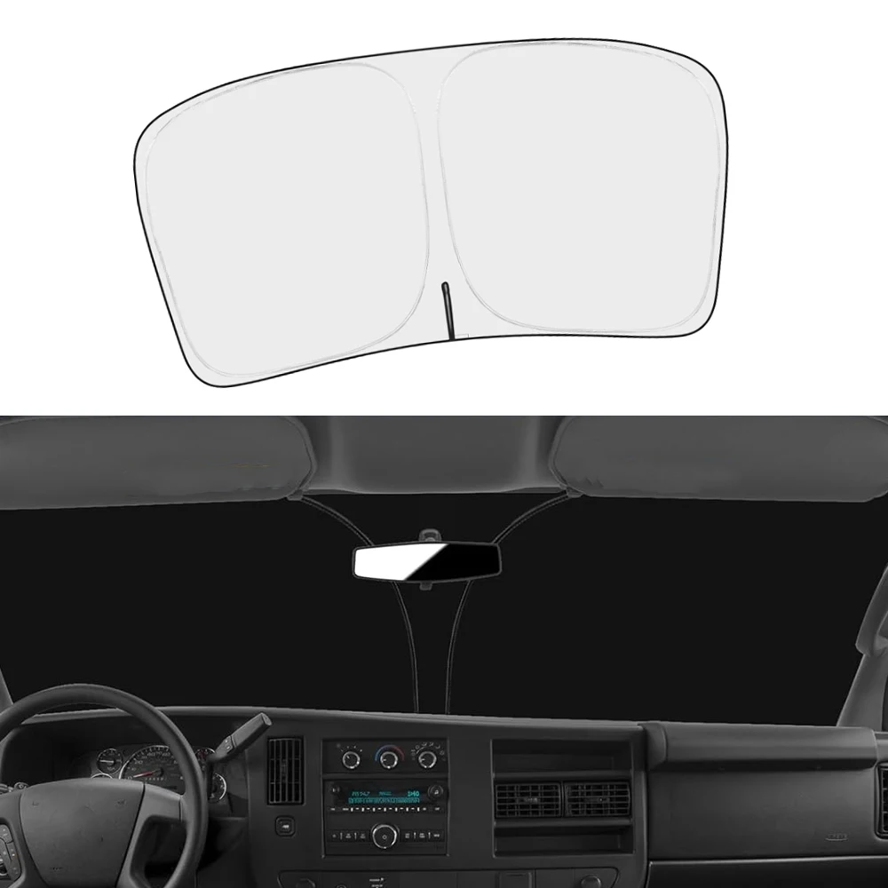 For Chevrolet Express Cargo Van 1500 3500 4500 LS LT 1996-2024 Car Front Windshield Sun Shade Foldable Sunshade  Accessories